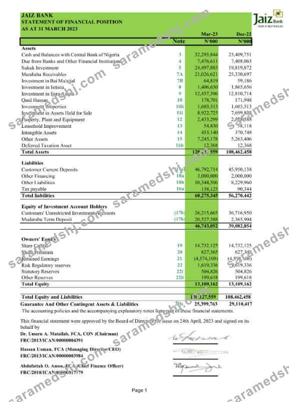 Nigeria Jaiz bank statement Word and PDF templatescr